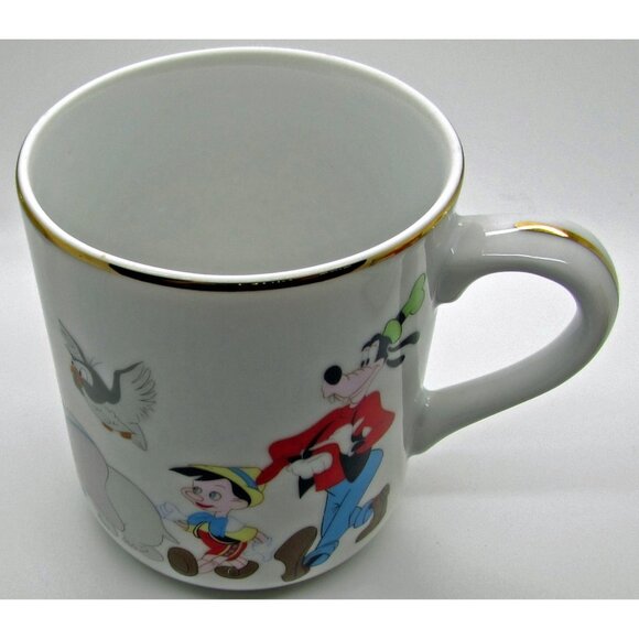 Walt Disney Productions Pinocchio Mickey   Coffe Mug Gold Trim Japan Characters - Picture 1 of 5